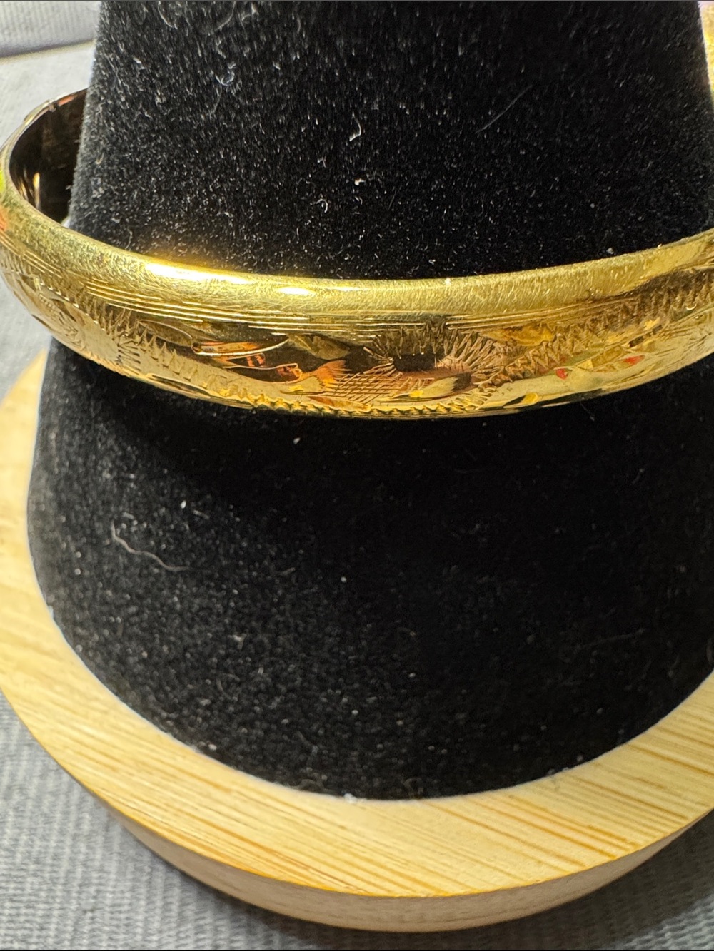 Vintage Silver with Gold overlay engraved Women’s Bangle Bracelet